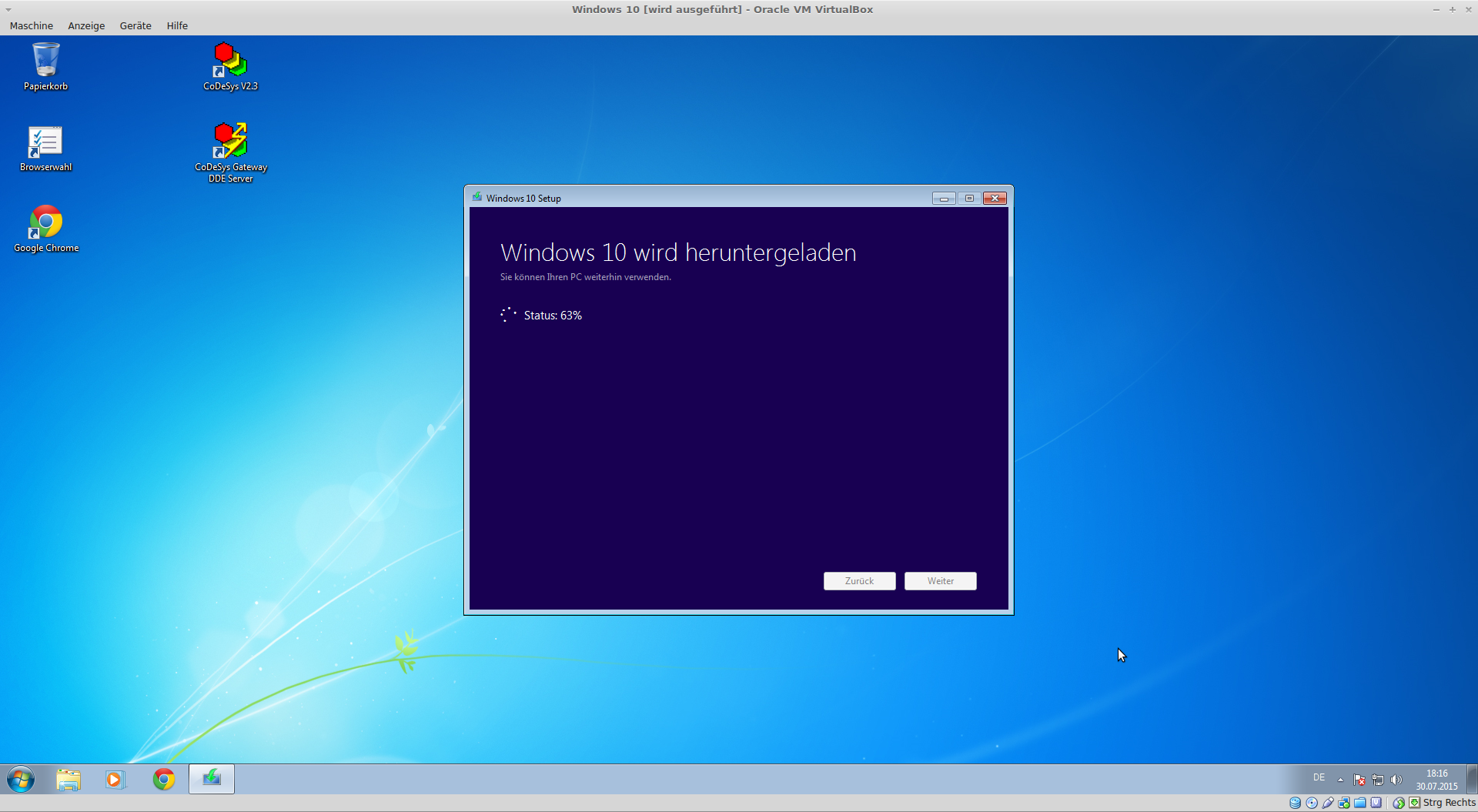 Windows 7 auf Windows 10 upgraden in einer VirtualBox VM ...