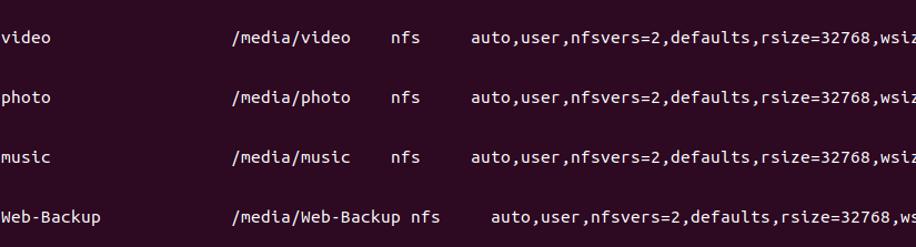 fstab Einträge für NFS-Laufwerke auf der Diskstation